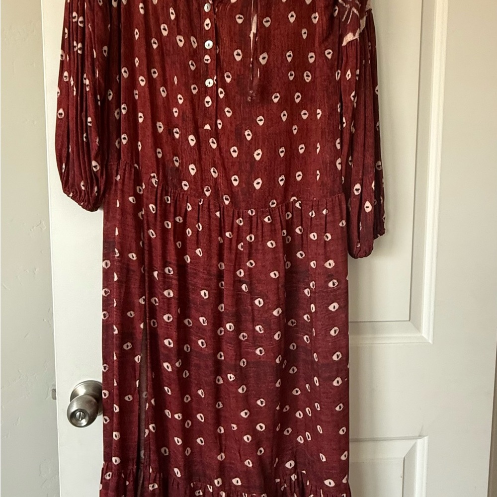 Jen's Pirate Booty Burgundy Patterned Maxi Dress